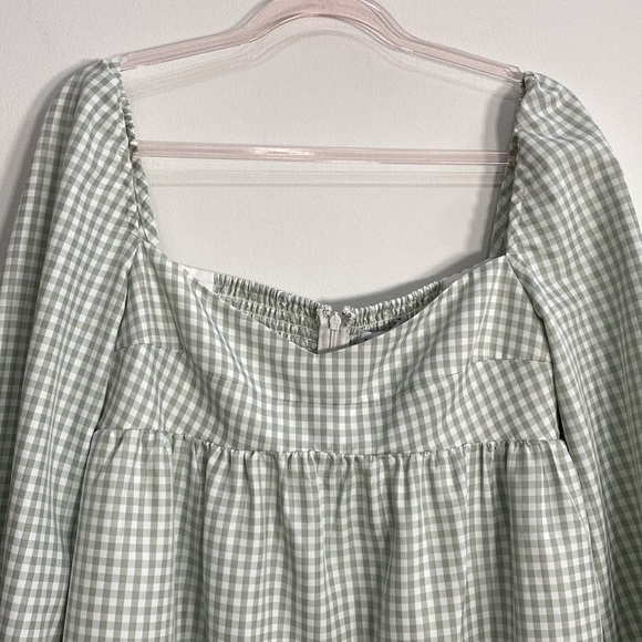 Gianni Bini Gingham Dress Women's 10 babydoll Green - Picture 3 of 12